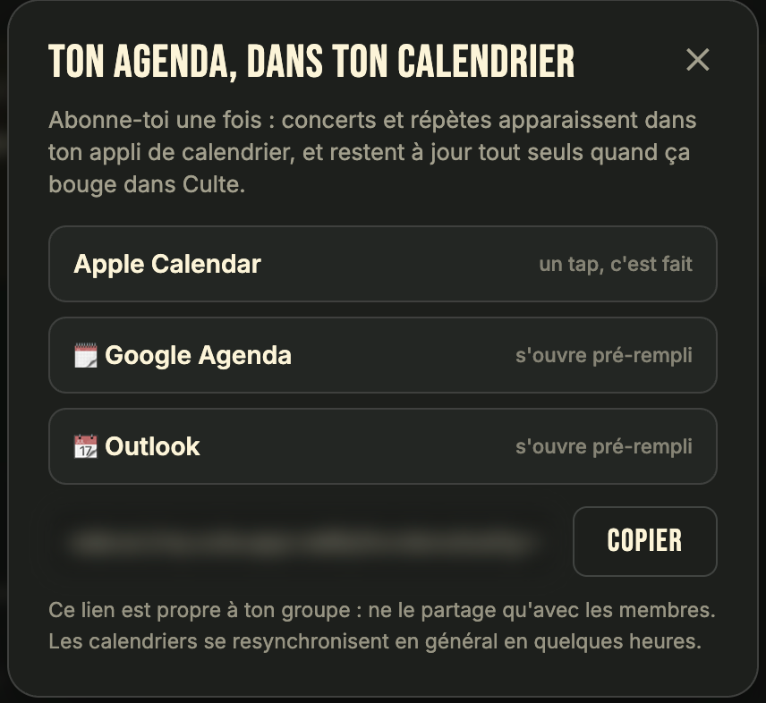 Le bouton Synchroniser