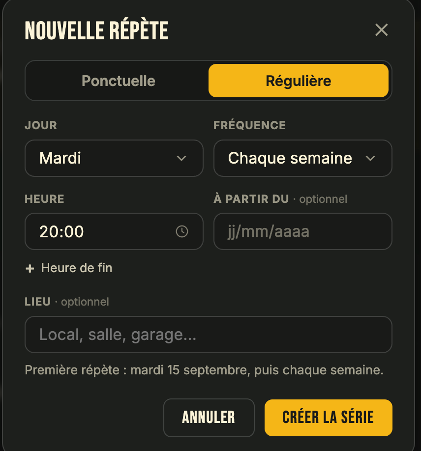 Créer une répète régulière