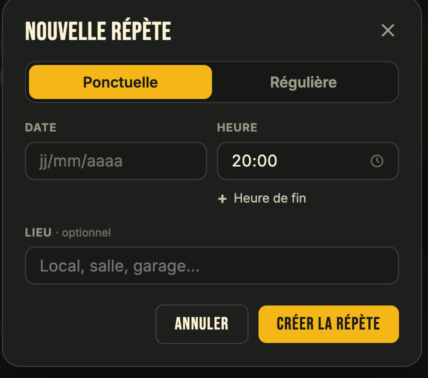 Créer une répète ponctuelle