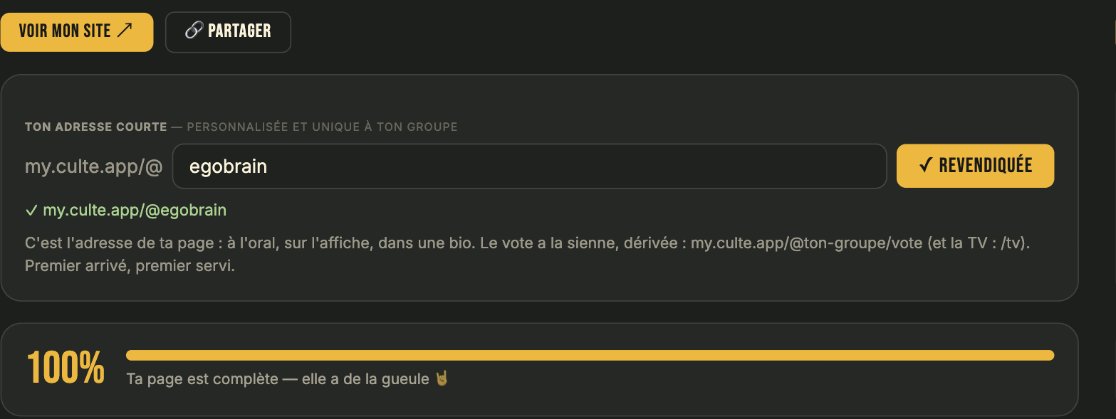 L'adresse courte du groupe