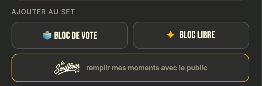 La zone Ajouter au set
